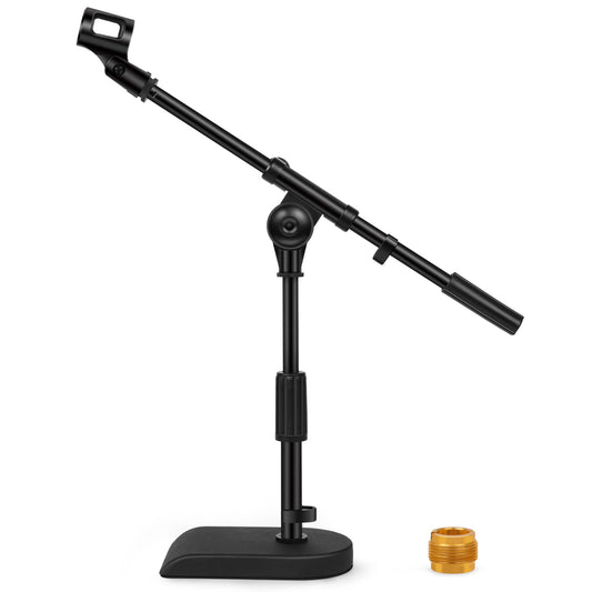 InnoGear Adjustable Desk Microphone Stand, 2 Pack Weighted Base with Soft Grip Twist Clutch, Boom Arm, 3/8-5/8 Screw Adapter for