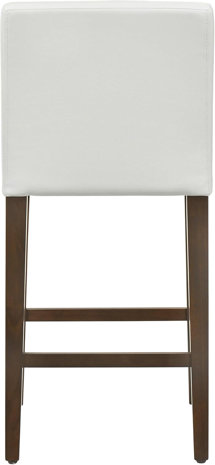 CHITA Counter Height Bar Stools Set of 3, 27" H Seat Height Upholstered Barstools, PU Leather in White