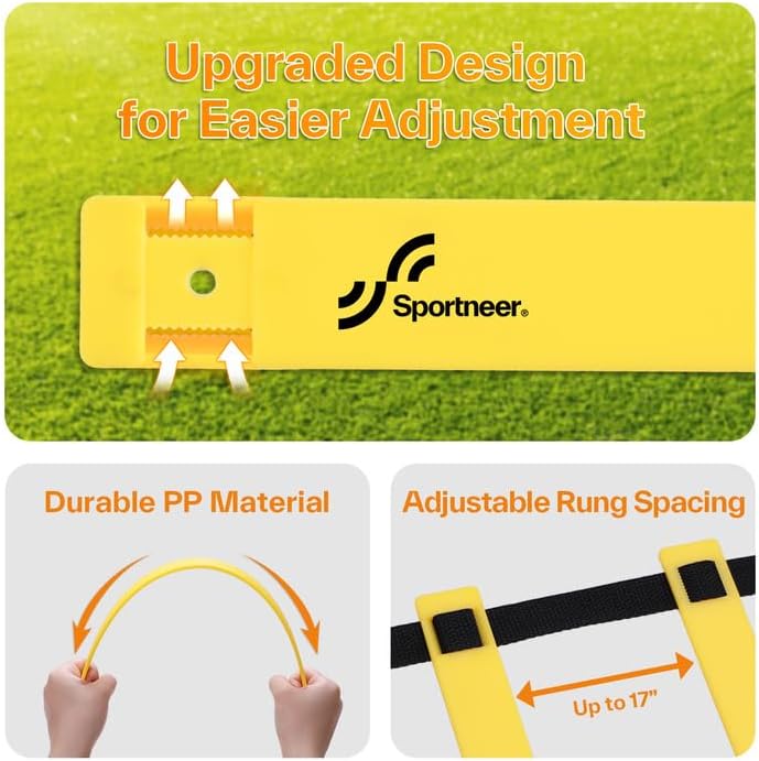 Sportneer Agility Ladder Speed Training Set 12 Rungs 20ft Detachable Exercise Ladders in 2pcs (6 rungs Each) with Ground Stakes for Soccer Football Footwork Training Ladder with Carry Bag