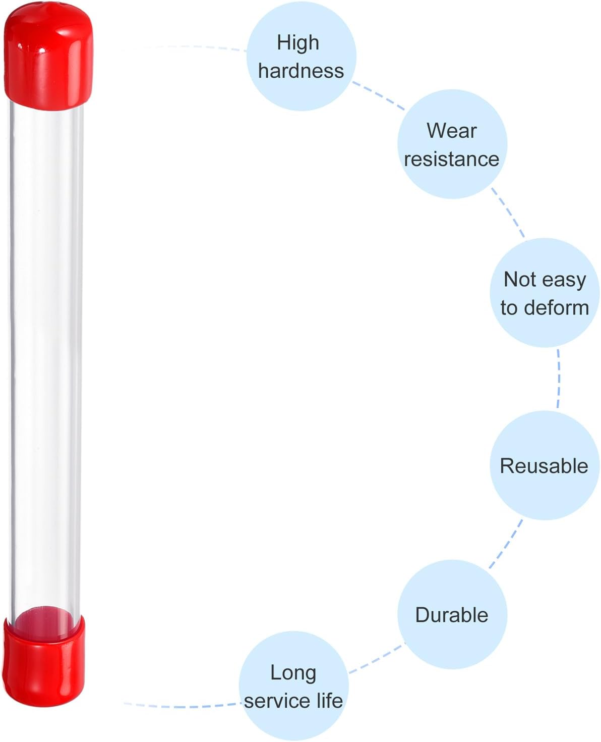 PATIKIL Clear Rigid Tube Round Plastic Tubing with Red Rubber Caps Polycarbonate Water Pipe, 305mm/ 12 Inch Length, 18mmx20mm/0.71"x0.8", 2 Set