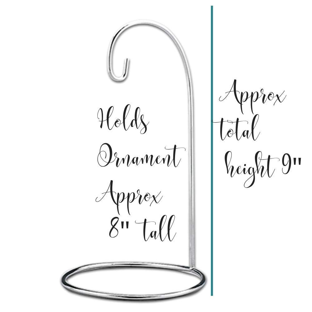 Ornament Display Stand Set of 8 Silver Metal Holders – 9 Inch Decorative Hanger Stands for Christmas Ornaments, Glass Globes, Air Plants, Terrariums, Suncatchers & Keepsakes – Chrome Finish Home Décor