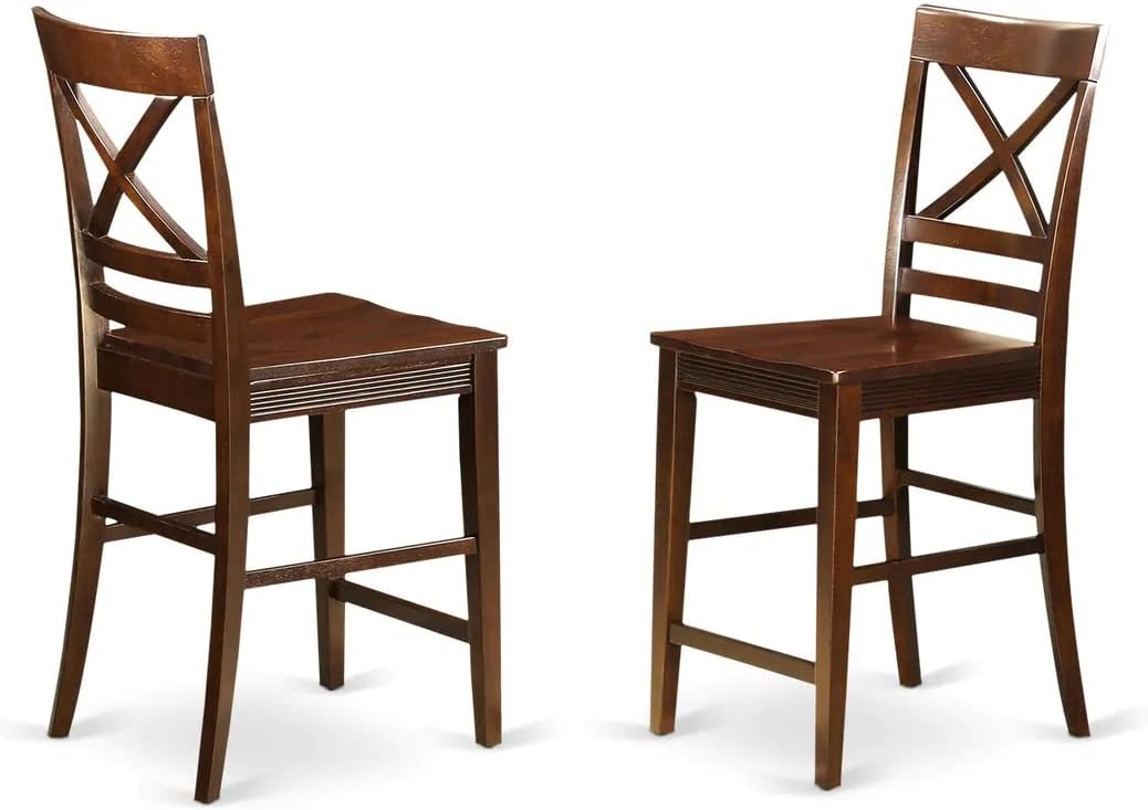 East West Furniture VNQU5-MAH-W 5 Piece Counter Height Pub Set Includes a Square Dining Room Table and 4 Kitchen Chairs, 36x36 Inch, Mahogany