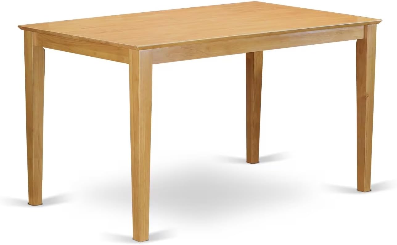 East West Furniture CAPU7H-OAK-W 7 Piece Kitchen Counter Height Dining Table Set Consist of a Rectangle Dining Room Table and 6 Wooden Seat Chairs, 36x60 Inch, Oak