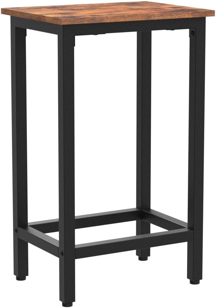 HOOBRO Bar Stools, Set of 2 Bar Chairs with Footrest, Black Steel Frame, Adjustable Feet, for Living Room, Dining Room, Kitchen, Industrial Design, Rustic Brown BF65BY01G1