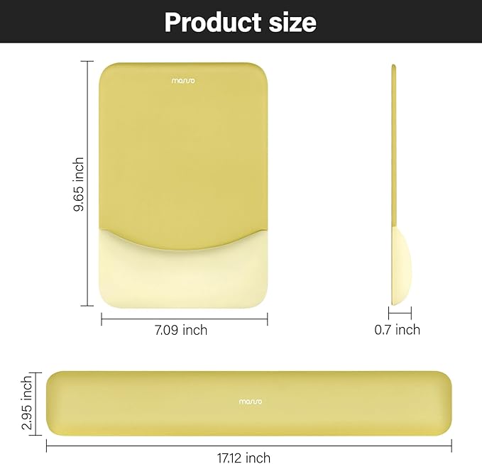 MOSISO Wrist Rest Support for Mouse Pad&Keyboard Set, Rectangular Ergonomic Mousepad Non-Slip Base Home/Office Pain Relief&Easy Typing Pad with Neoprene Cloth&Raised Silicone Lining, Yellow