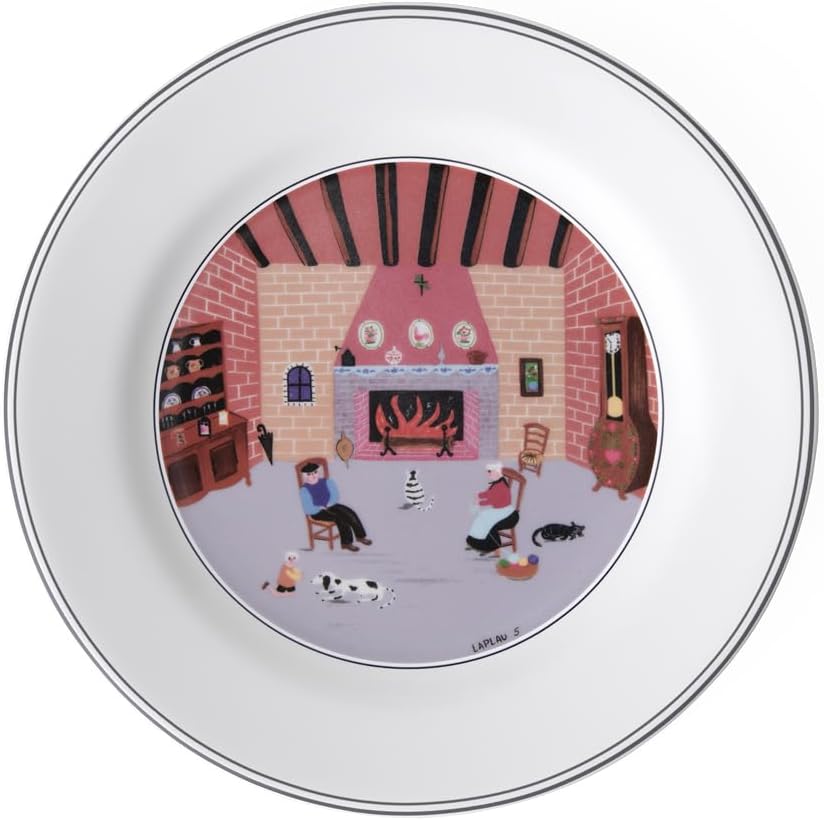 Villeroy & Boch Design Naif Salad Plate #5-By the Fireside, 8.25 in, Premium Porcelain, White/Colorful