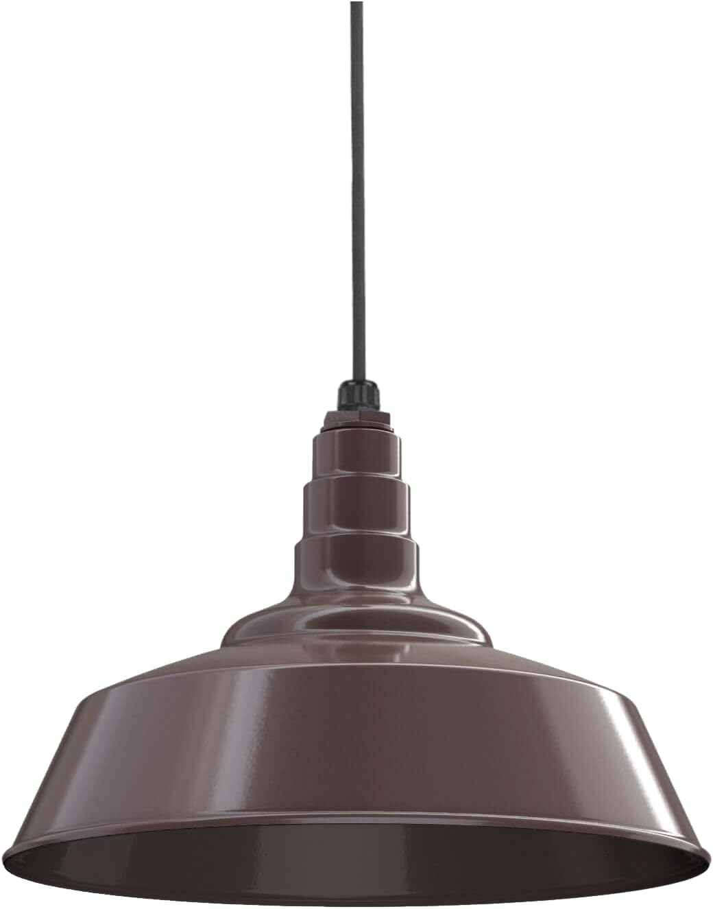 Steel Lighting Co. Manhattan Warehouse Light | Ceiling Mounted Pendant | 20 inch Dome | Black Cord | Large Steel Barn Light Made in America | Dark Bronze Interior/Dark Bronze Exterior