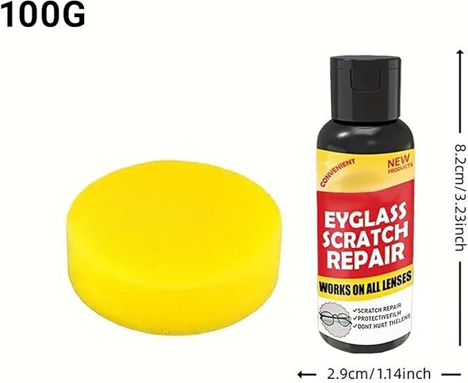 Eyeglass Scratch Remover for Lenses, 100g Protective Coating Eyewear Cleaner Repair Lens Glass Grinding Scratch Cleaner Sunglasses Screen and Camera Cleaning Kit
