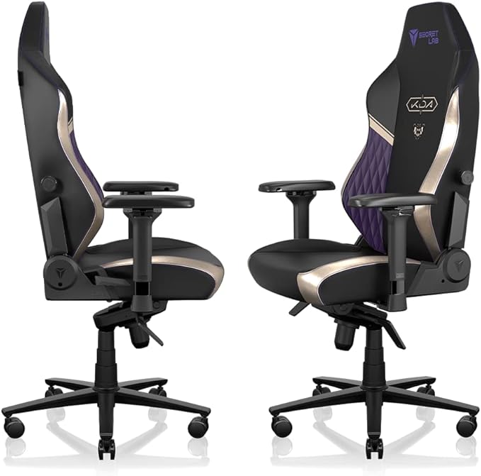 Secretlab Titan Evo K/DA POP/Stars Gaming Chair - Reclining - Ergonomic & Comfortable Computer Chair with 4D Armrests - Magnetic Head Pillow & Lumbar Support - Small - Black/Gold - Leatherette