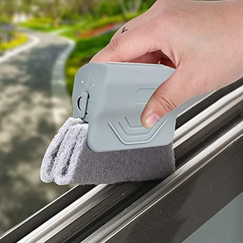 Window Groove Cleaning Brush,2024 New Hand-held Magic Window Track Cleaner Tools Set,Groove Cleaning Brush Window or Sliding Door for Sliding Door, Sill, Tile Lines, Shutter (Pink+Gray)