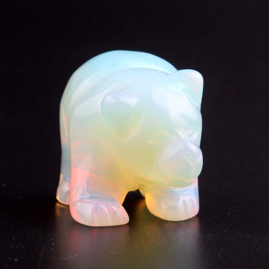 Natural 1.5inches Opalite Opal Bear Beads Semi Stone Carved Statue Chakra Healing Reiki Crafts (Opalite)