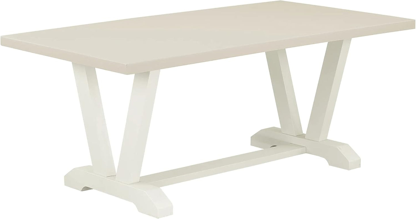 East West Furniture V027MZ015-5 5 Piece Kitchen Table & Chairs Set Includes a Rectangle Dining Table with V-Legs and 4 Baby Blue Linen Fabric Parson Chairs, 40x72 Inch, Multi-Color