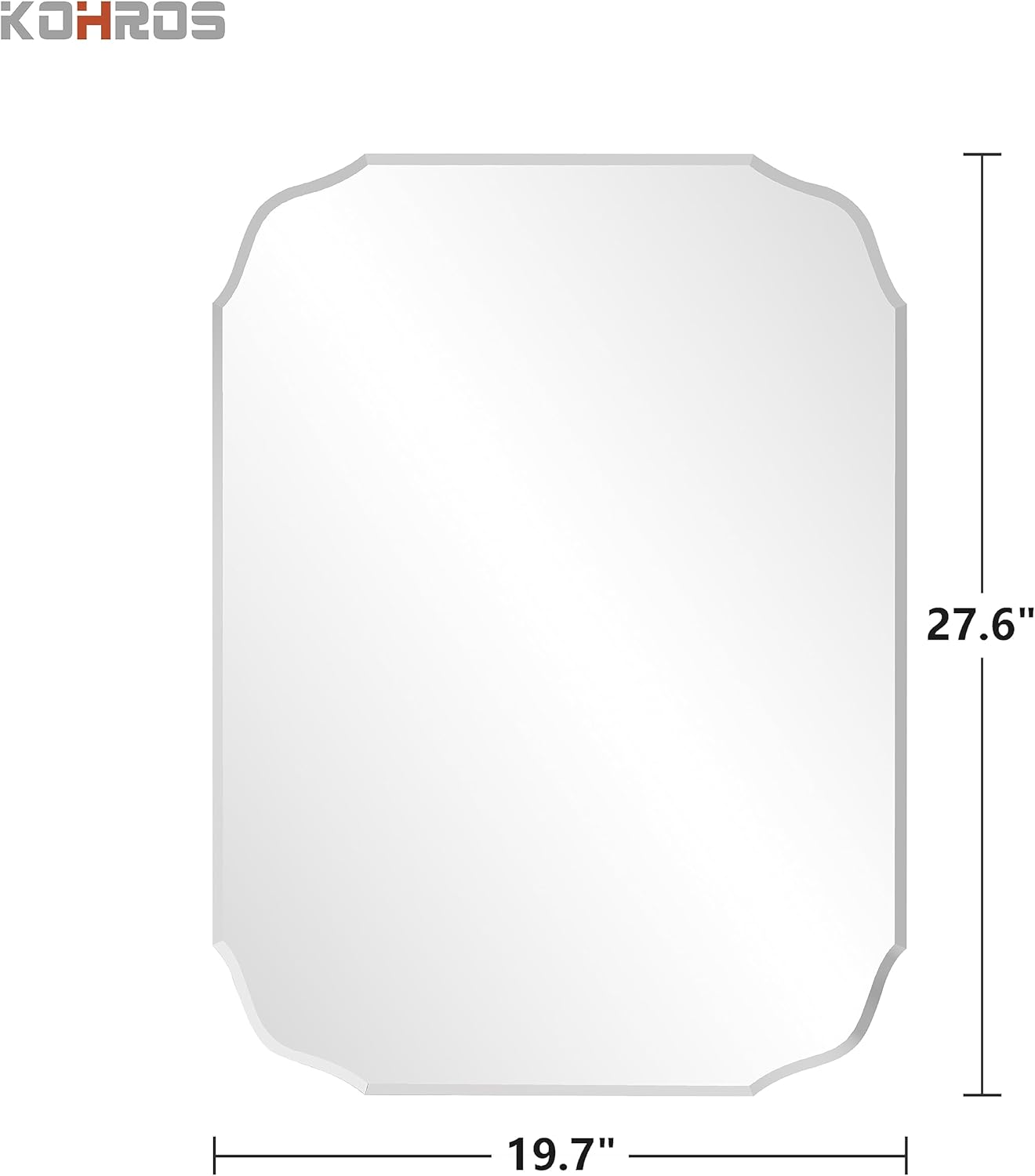 KOHROS Frameless Scalloped Beveled Edges Mirror 20" x 28" Bathroom Mirrors for Over Sink Silver Wall Mirror for Bathroom, Vanity, Bedroom (Horizontal or Vertical)