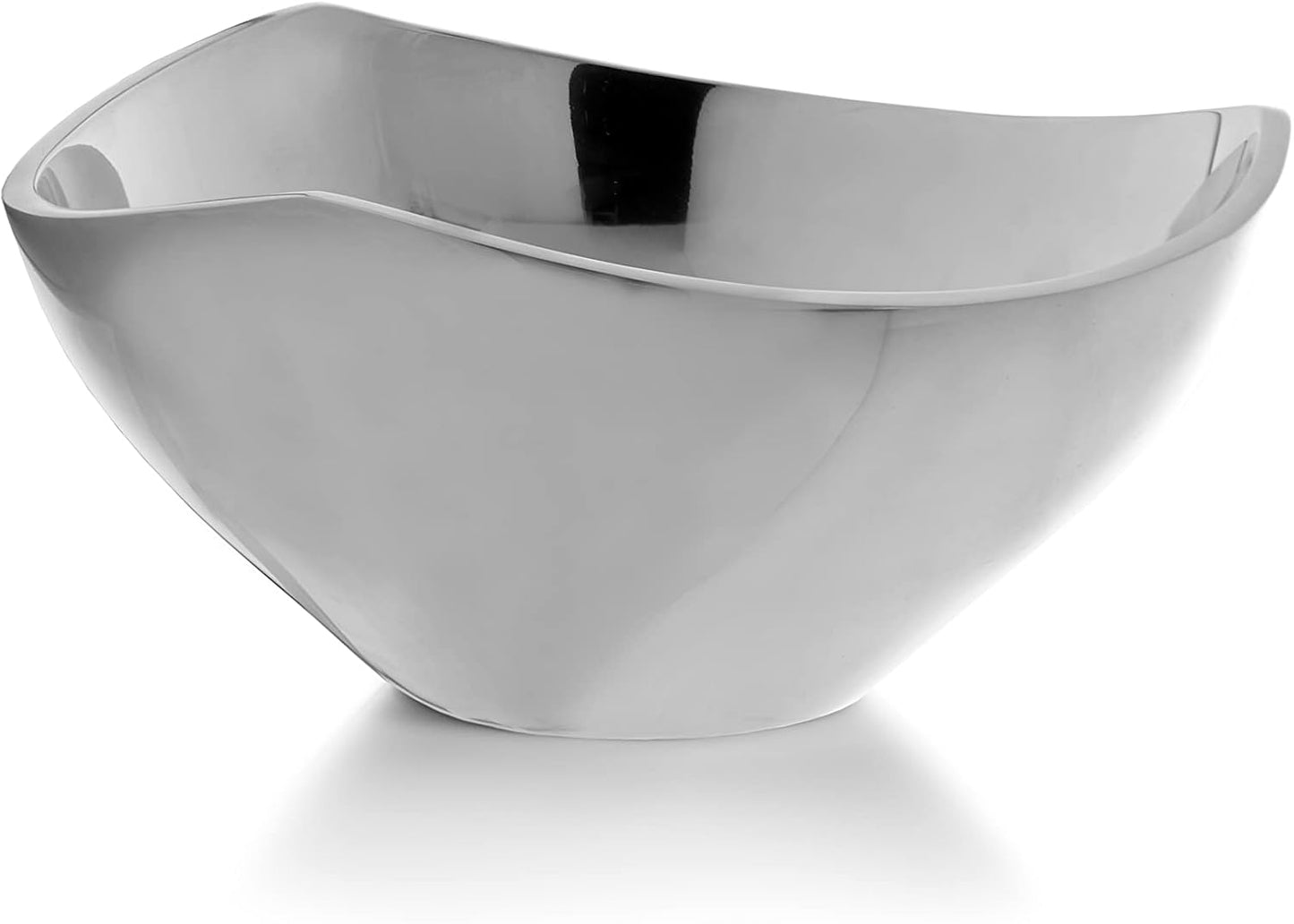 Nambe Tri-Corner Olive Bowl | Chilled Serving Dish for Side Dishes, Pasta, Fruit, and Guacamole | Prep-Ahead-Bowl Can Be Heated or Chilled | 6-Inch | Made of Metal Alloy (Silver)