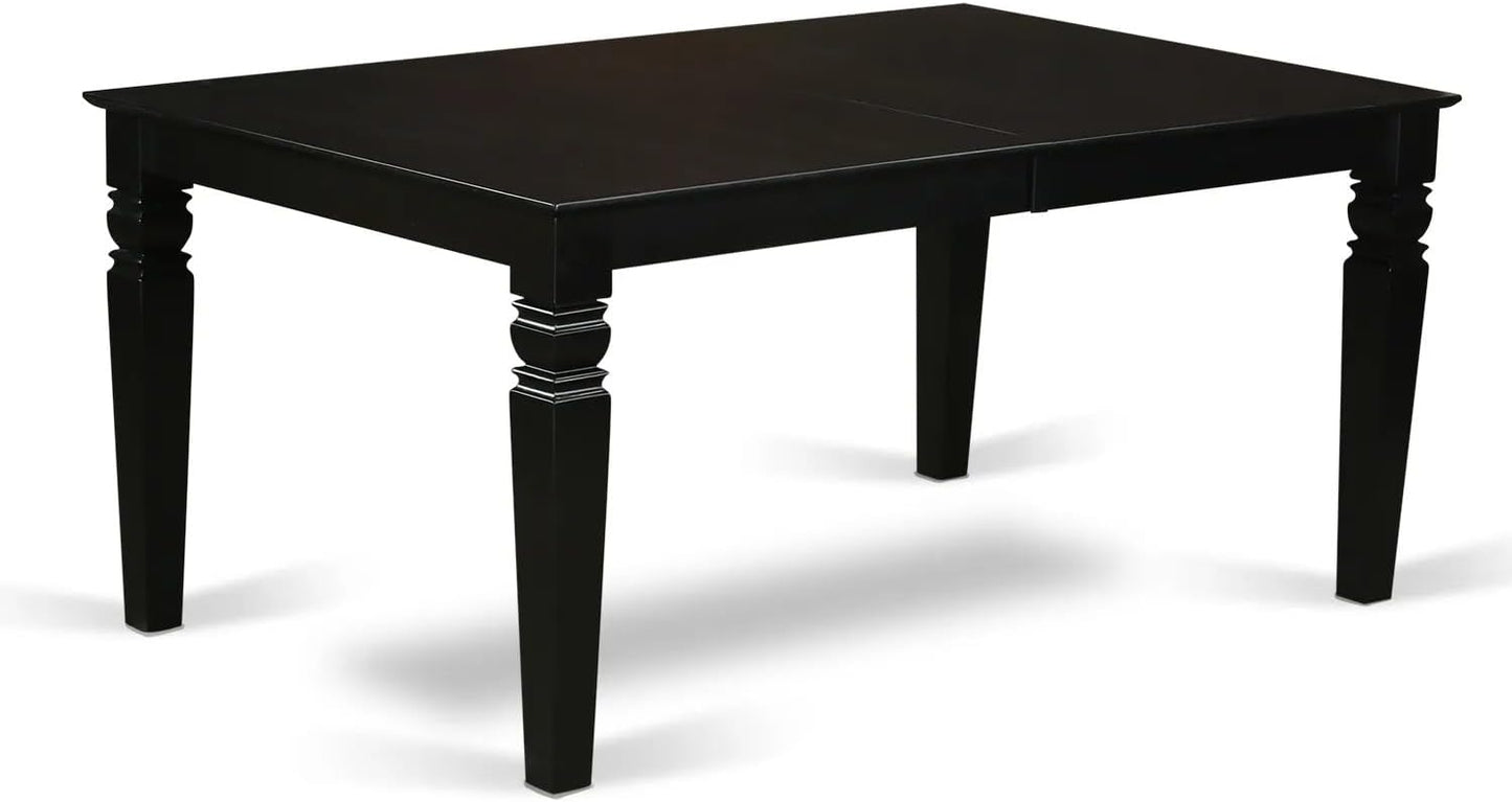 East West Furniture LGX19-BLK-24 -9 Piece Dining Set Includes a Rectangular Kitchen Table with Black Tabletop and 8 Stackable Polyester Fabric Chairs, Black