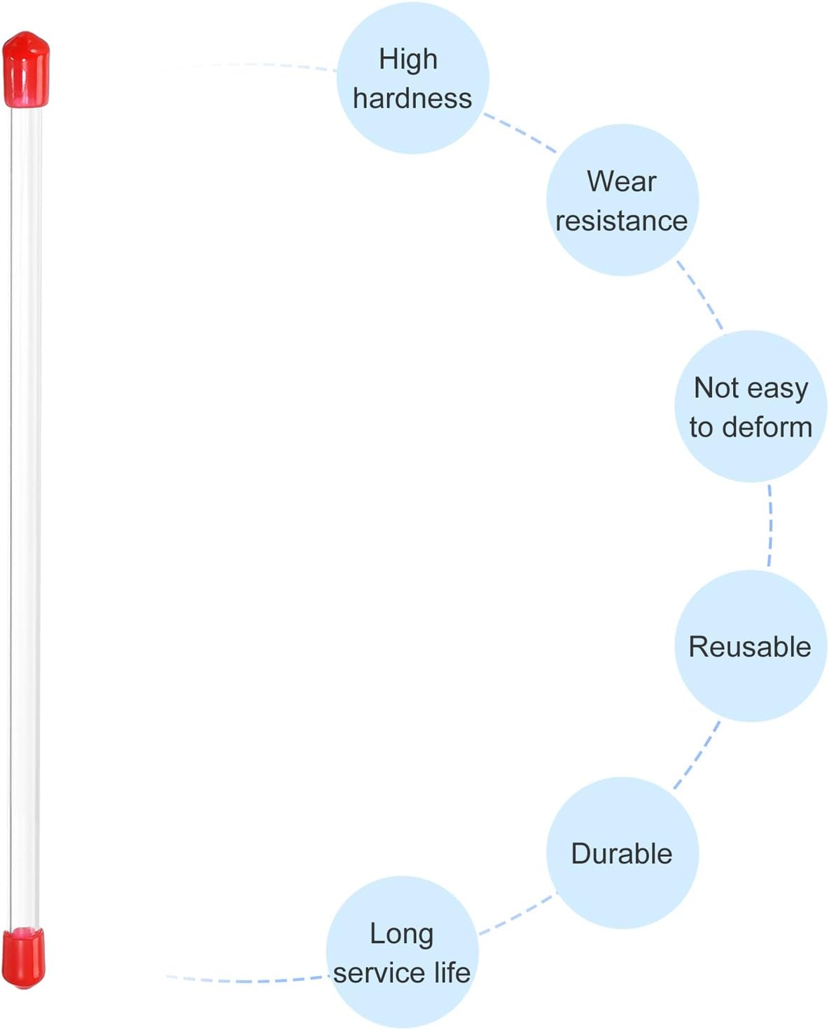 PATIKIL Clear Rigid Tube Round Plastic Tubing with Red Rubber Caps Polycarbonate Water Pipe, 305mm/ 12 Inch Length, 4mmx6mm/0.16"x0.23", 2 Set