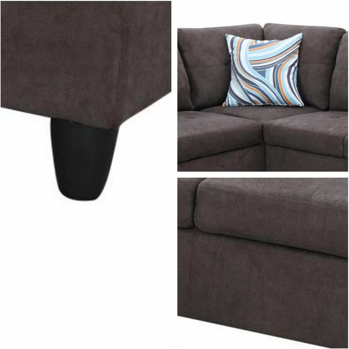 NAYSAYE Sectional Couch with Ottoman Storage, L Shaped Couch Sofa Furniture Sets, Modern Comfy Modular Comfy Sofa for Living Room Bedroom, Office and Apartment, Brown