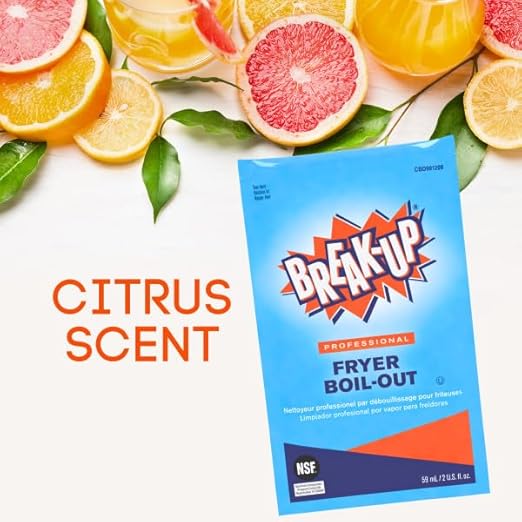 Diversey CBD991209 Break-Up Professional Fryer Boil-Out, Food Grade Degreaser & Cleans Deep Fryers, Kettles, Grates & More, Citrus Scent, Concentrate Liquid, 2-Ounce Packets (Pack of 36)