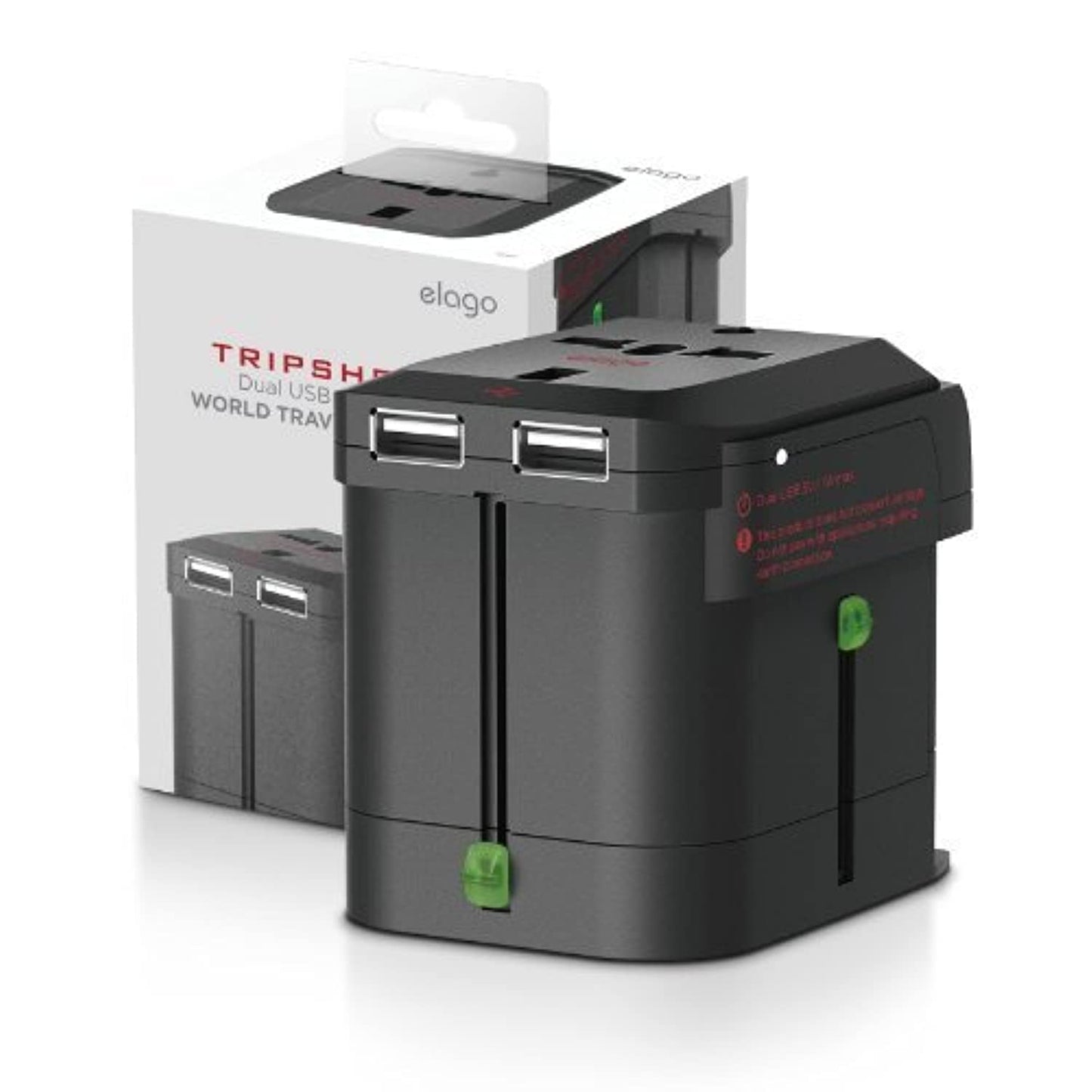 Elago Tripshell Universal Travel Adapter With Dual Usb Charging Ports For Usa Eu Uk Aus Aisa - International All In One Worldwid
