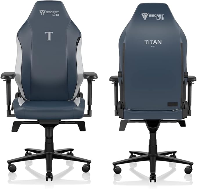 Secretlab Titan Evo Royal Gaming Chair - Reclining, Ergonomic & Heavy Duty Computer Chair with 4D Armrests, Magnetic Head Pillow & Lumbar Support - Big and Tall Up to 395 lbs - Blue - Leatherette