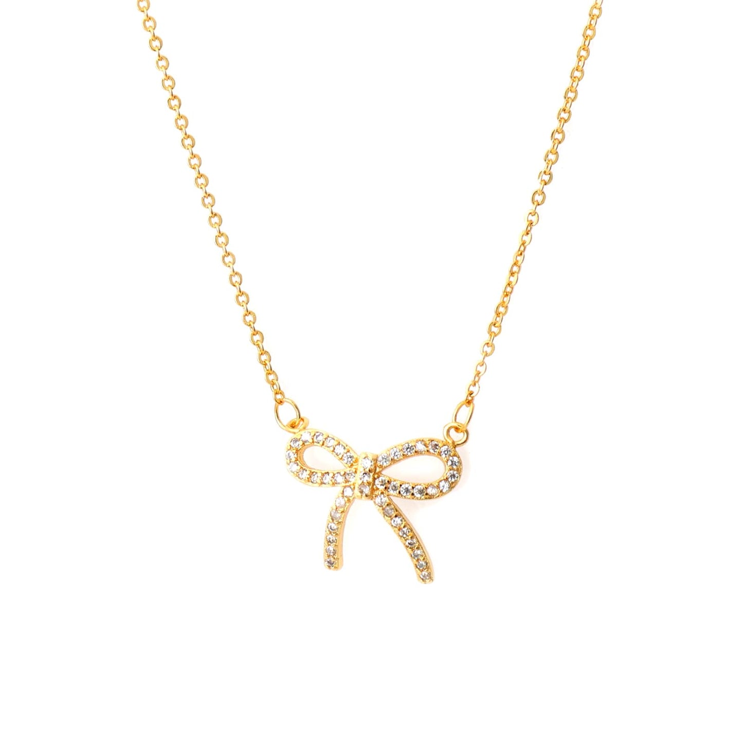 MAIKERDER Gold Bow Necklace for Women, 14K Gold Plated Cute Small Bow Pendant Choker Chain Necklaces Trendy Necklaces for Women Non Tarnish 17 Inches