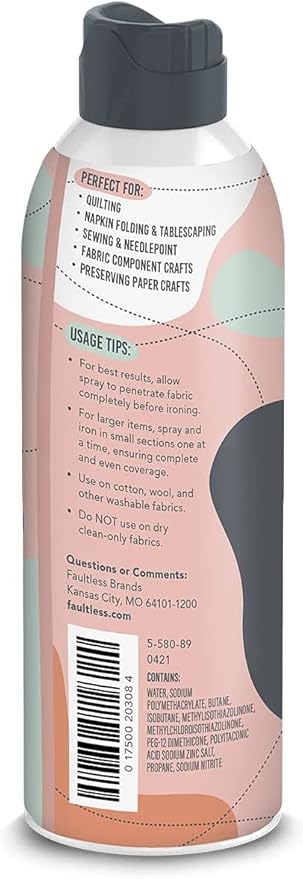 MAGIC Premium Quilting & Crafting – Fabric Spray for Cutting, Creasing, & Sewing – Best Press Starch for Quilting to Flatten Seams & Wrinkles – Wrinkle Spray (15oz Aerosol) 2 Pack