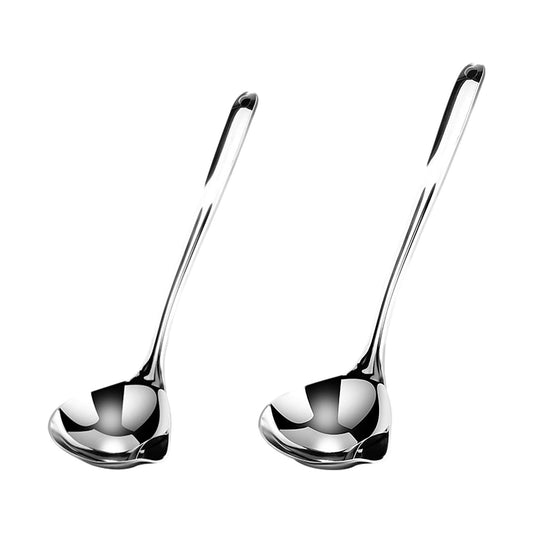 Stainless Steel Soup Ladle Oil Separator Gravy Food Skimmer Spoon Set of 2 Pcs, Kitchen Oil Filter Spoon Gravy Separator Ladle for Cooking(SIZE:2 Pcs)