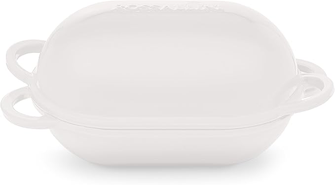 Signature Enameled Cast Iron Sourdough Bread Oven | Non-Stick with Tight Fitting Lid for Perfect Baking and Bread Making | 2QT Oval Oven With Lid [White]