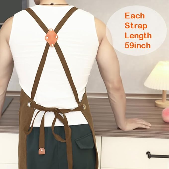 Yxiang Black Handmade Work Apron with 11 Tool Pockets, Heavy Duty Waxed Canvas Workshop Tool Aprons Woodworking Apron