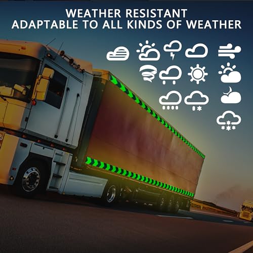 SWRT 2 Inch X 160 FT Reflective Tape Outdoor Waterproof Black & Green Reflective Tape Heavy Duty Strong Adhesive Hazard Caution Safety Warning Tape Reflector Conspicuity Tape for Trailer