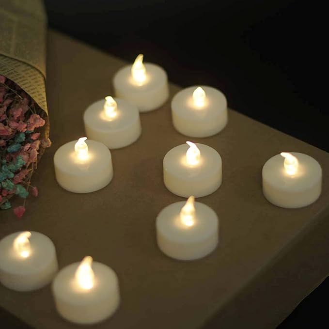 YIWER Battery Tea Lights Candles - LED Tea Lights 200 Hours Pack of 100(Warm White)|50 * 2