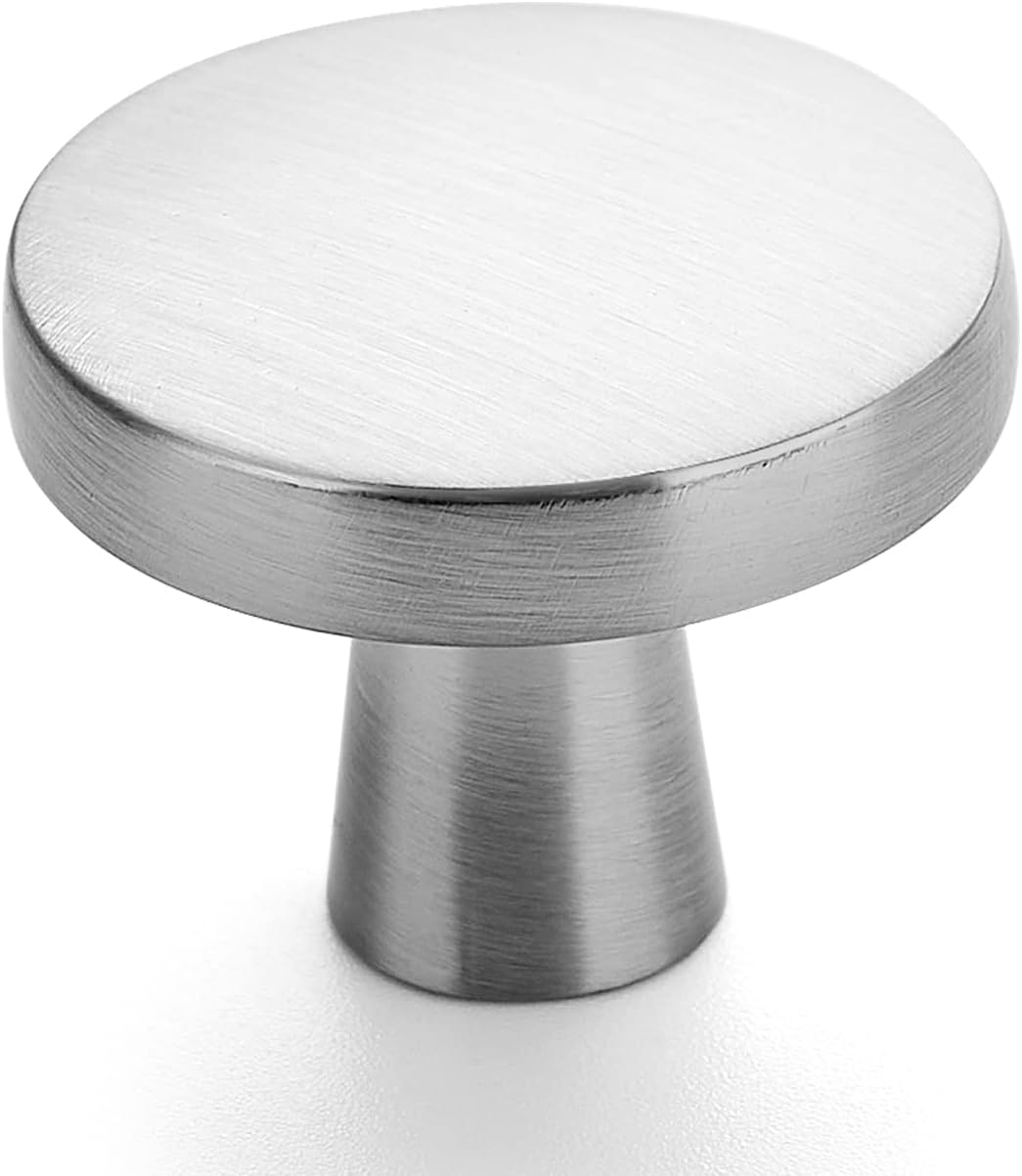 Ravinte 30 Pack Drawer Pulls 1-1/4 Inch Kitchen Cabinet Knobs Brushed Nickel Solid Round Dresser Knobs Simple Cabinet Hardware for Cupboard Drawer Handles