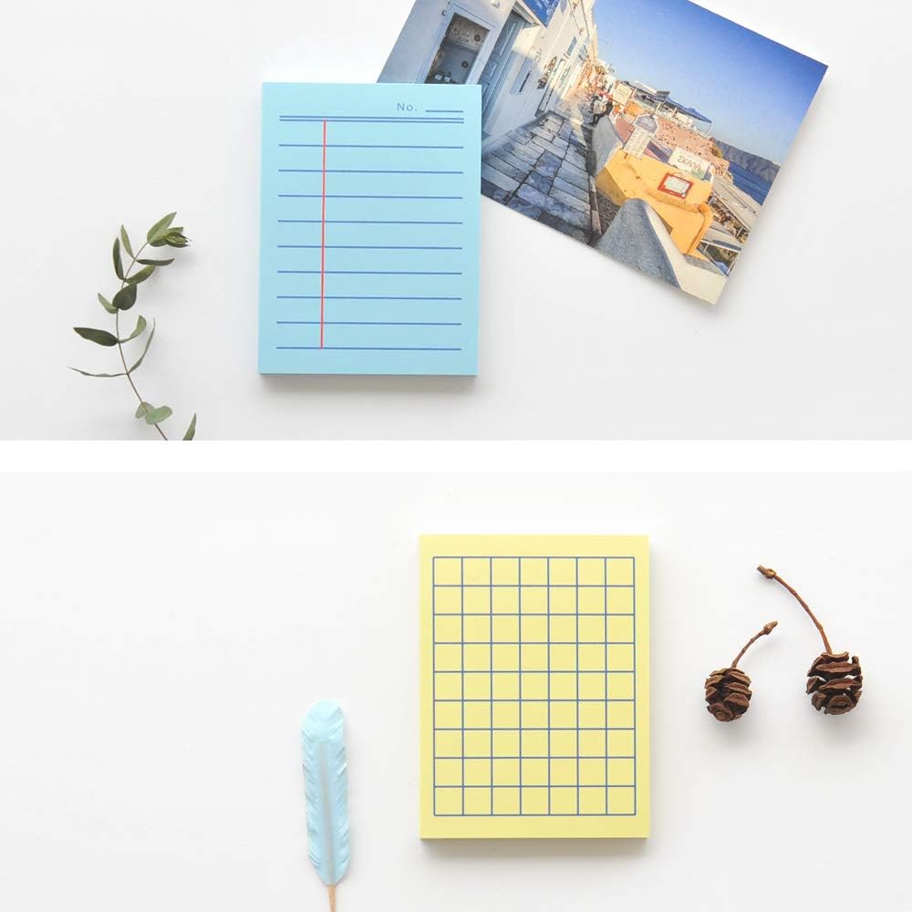 Monolike Memopad Boldline Color design SET - 4 Packs, 4 Different Designs, 100 Sheets Per Pad, Total 400 Sheets, Note pads, Writing pads, 3.15 x 4.17 Inches
