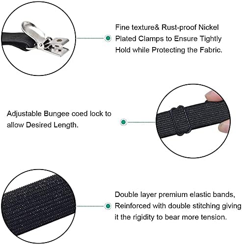 8Pcs Adjustable Bed Sheet Straps Clips, Elastic Mattress Sheet Fasteners Holder and Suspenders, Grippers to Hold Sheet, Mattress, Sofa, Couch, Table Cloth, Ironing Board Cover