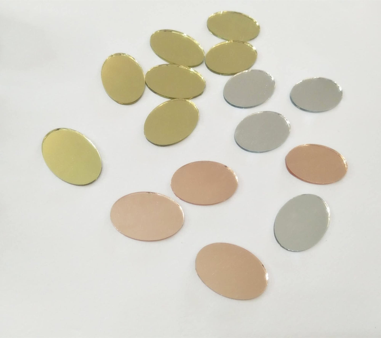 100pcs of Oval Mosaic Tiles,Mosaic Glass Mirror Pieces for DIY Crafts Vases Flowerpots Home Decoration Arts (Silver Mirror)