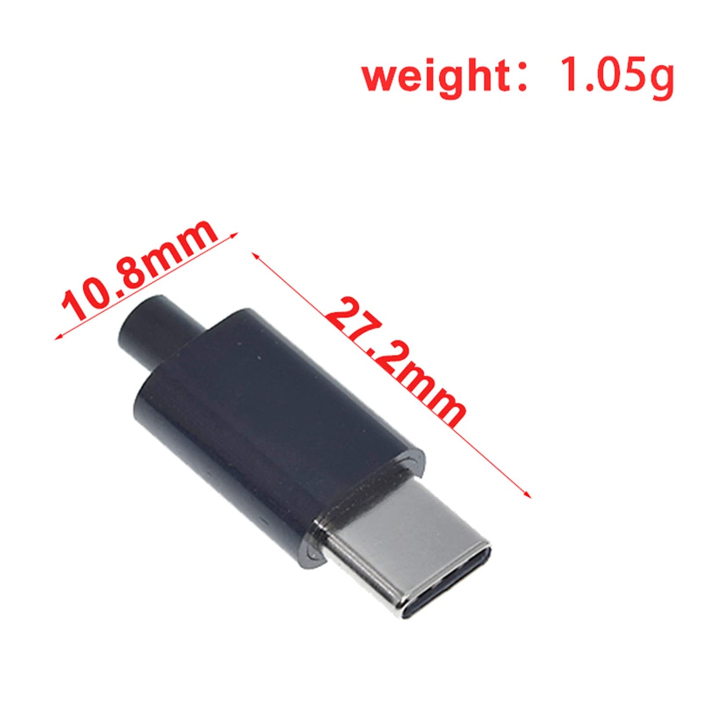 Anmbest 10Set Usb 3.1 Type C Male Connector 24 Pin Welding Data Line Interface 24P Pcb Board Support Module (Black)