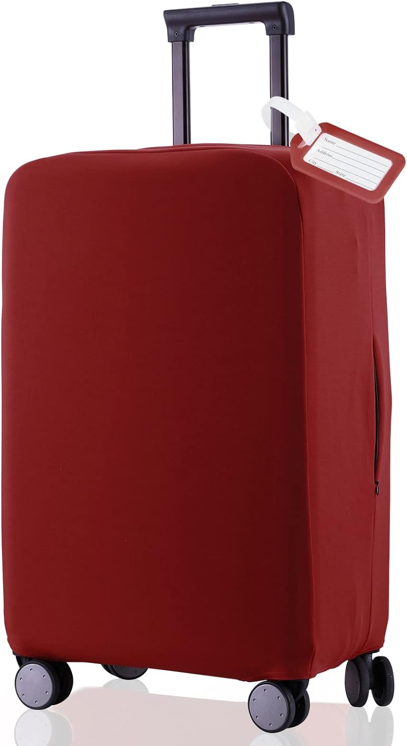 Travel Luggage Cover Suitcase Protector Scratch-Resistant Fit 19-31 Inch Suitcase, Not Included Suitcase (Claret, 2XL(30-31 inch))