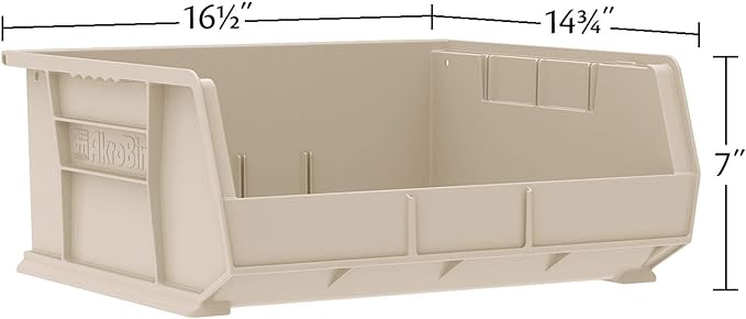 Akro-Mils 30250 AkroBins Plastic Storage Bins, Space-Saving Stackable Bins for Garage, Pantry, Craft Organization, 15-Inch x 16-Inch x 7-Inch, Green, 6-Pack