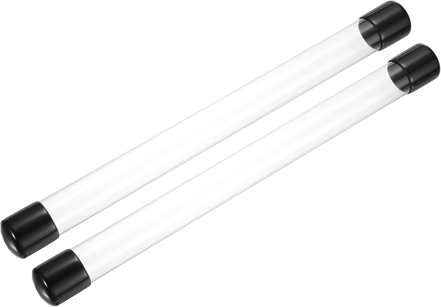 PATIKIL Clear Rigid Tube Round Plastic Tubing with Black Rubber Caps Polycarbonate Water Pipe, 305mm/ 12 Inch Length, 16mmx18mm/0.63"x0.71", 2 Set