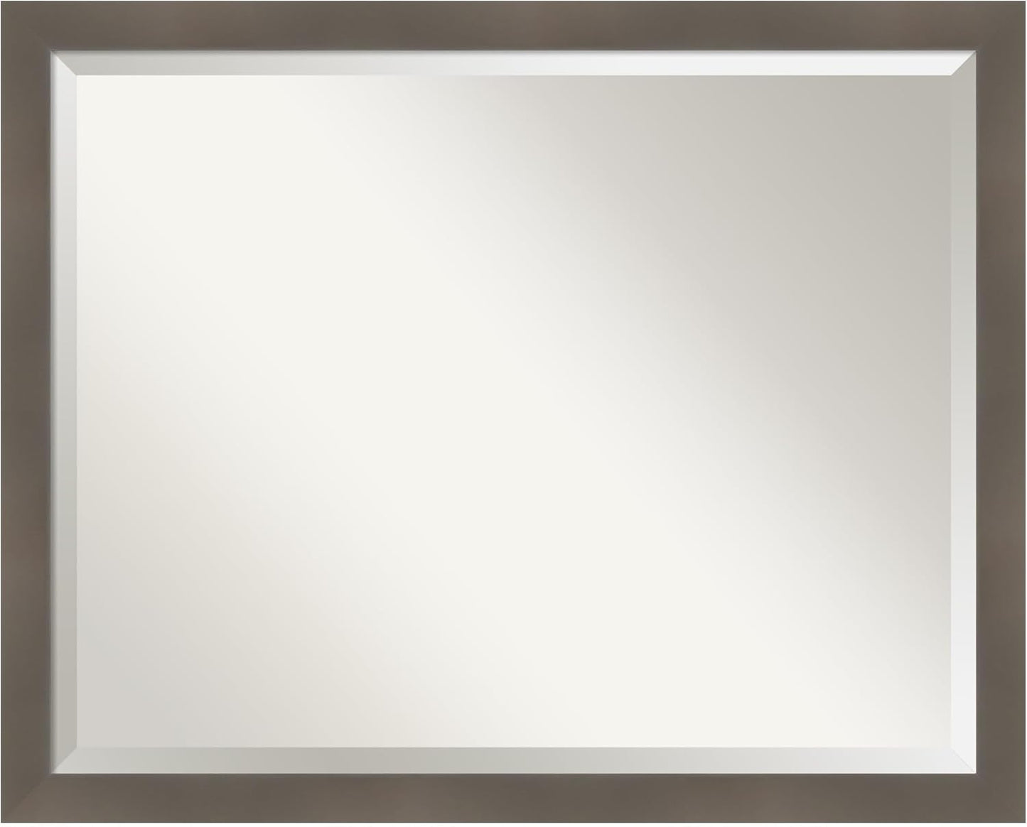 Amanti Art Grey Wall Mirror 25x31 Edwin Clay Grey Rectangle Bathroom Mirror for Wall Decor Living Room, Large Casual Wood Frame, Hangs Horizonally and Vertically, Bathroom Decor, Beveled Edge from WI