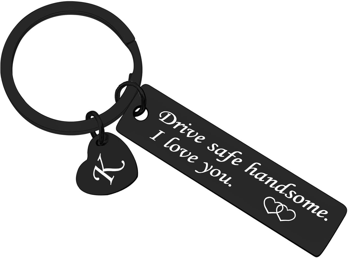 Xiahuyu Drive Safe Keychain for Him Boyfriend Husband 26 Letter Keychain Gift for Men Dad Son Brother Christmas Birthday