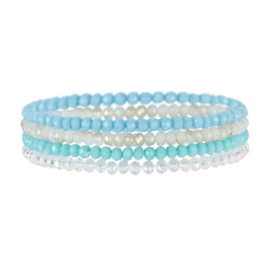 Noessla Beaded Boho Stretch Bracelet Colorful Stackable Crystal Beads Bracelets Trendy Costume Jewelry Mothers Day Gifts for Women(Light blue)