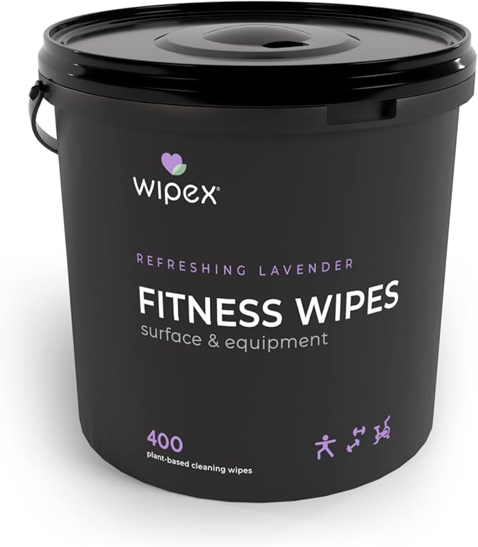 Wipex Gym Wipes – Natural Fitness Equipment Wipes, Plant-Based Cloth - Lavender & Vinegar to Clean Surfaces, Safe Yoga Mat Cleaner, All Purpose Gym Cleaner, Peloton Bikes, 400 Count (2 Pk)