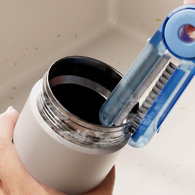 4 in 1 Cup Lid Cleaning Brush Set - No Exposed Wet Parts, Multifunctional Lid Cleaner, Silicone Cup Lid Gap Cleaner, Multipurpose Bottle Gap Cleaner Brush Blue 1 pcs