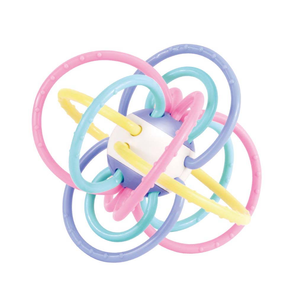 WEofferwhatYOUwant Baby Sensory Teether Ball Soft Rattle Rings for Teething Relief Chewing Grasping BPA Free Newborn Infant Toy 0-6 Months Montessori Soothing Portable Developmental Toy
