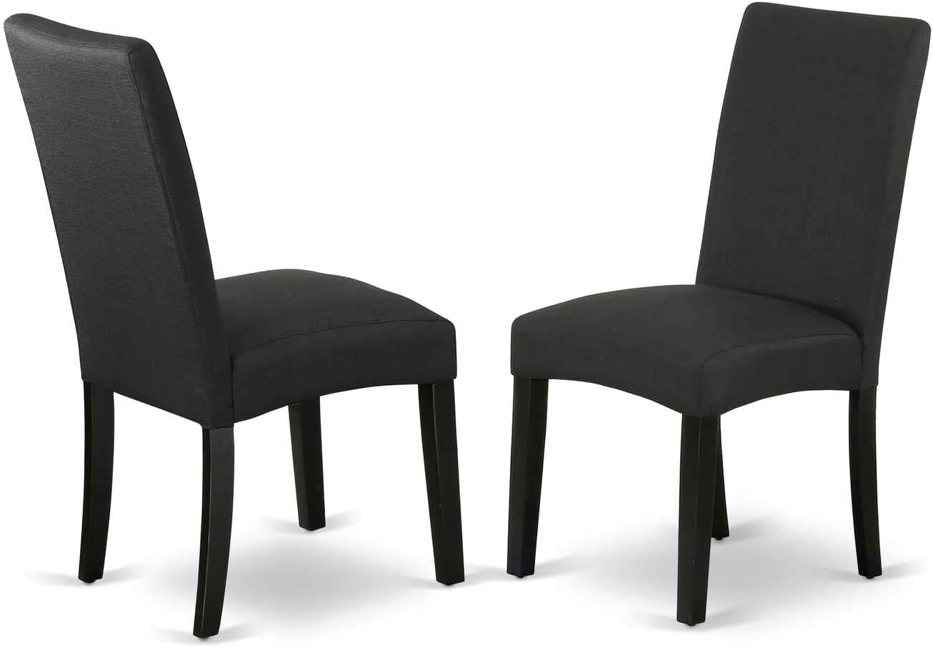 East West Furniture AMDA3-BCH-C 3 Piece Kitchen Table Set for Small Spaces Contains a Round Dining Room Table with Pedestal and 2 Linen Fabric Upholstered Chairs, 36x36 Inch, Black & Cherry