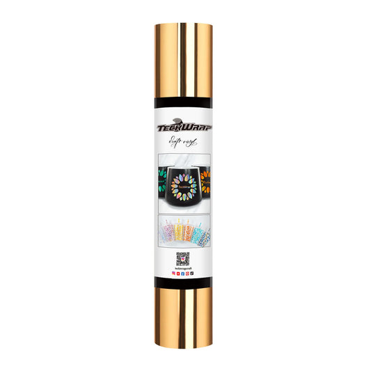 TECKWRAP Light Gold Chrome Vinyl Permanent Chrome Gold Adhesive Vinyl Roll Bubble Free Permanent Vinyl 1ftx5ft