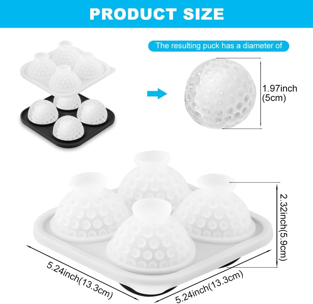 Molds for Golf Ball of Ice Cube,Silicone Mold for Cocktails,Whiskey,Sphere Ice Mold(Black)