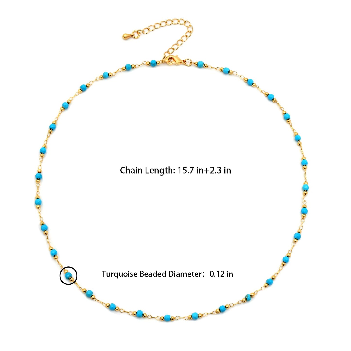 MAIKERDER Dainty Turquoise Necklace for Women, 14K Gold Plated Dainty Turquoise Beaded Necklaces Handmade Minimalist Beach Summer Small Boho Bead Choker Necklaces for Women Bohemian Western Jewelry