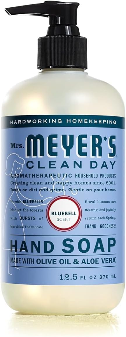 MRS. MEYER'S CLEAN DAY Hand Soap, Made with Essential Oils, Bluebell, 12.5 fl. oz - Pack of 6
